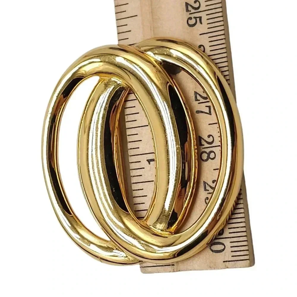 Monet Double Circle Infinity Brooch Pin Gold Tone Vintage
